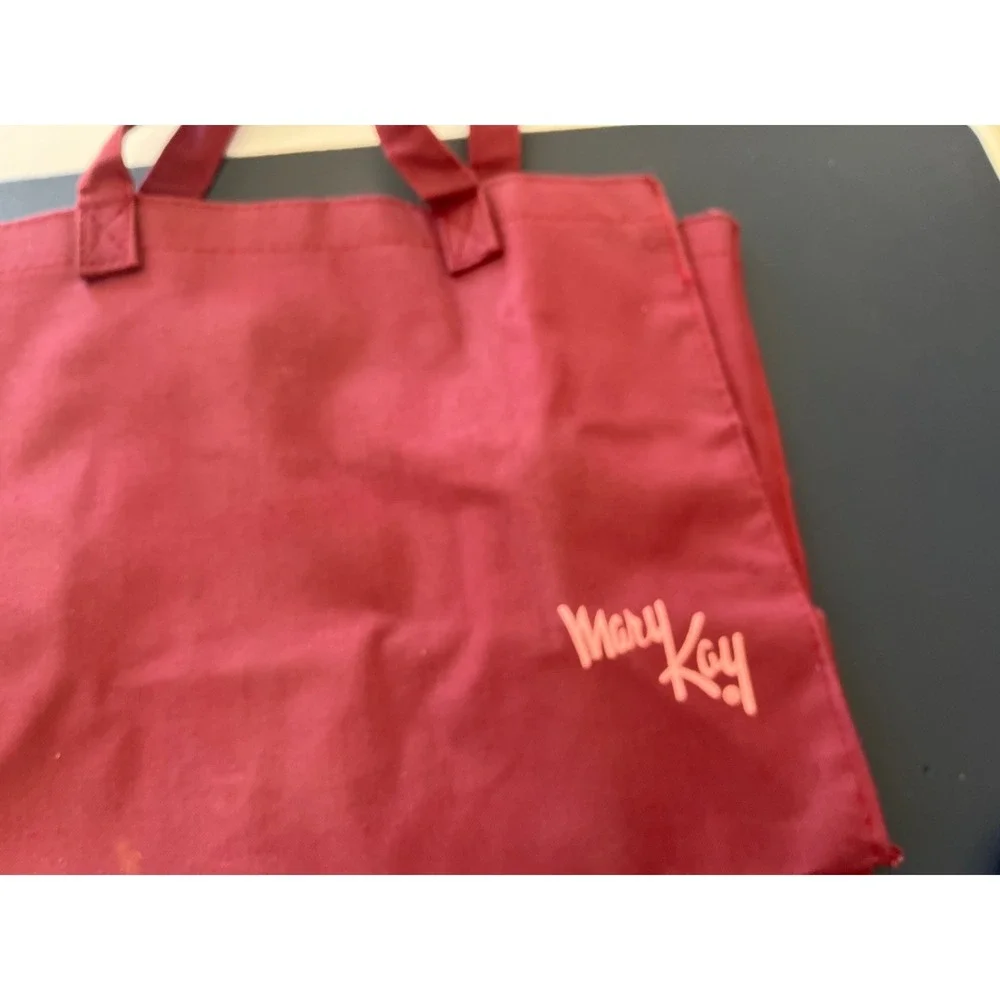 Mary Kay Burgundy Canvas Tote Bag with Pink Logo